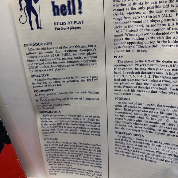 1973 Oh Hell Card Game Vintage Collectible Devil Bx only murders in the building - Picture 16 of 16
